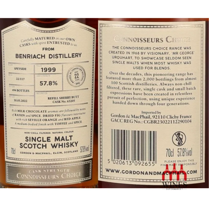 G&M Connoisseur Choice Benriach 1999 22YO 57.8% Refill Sherry Butt