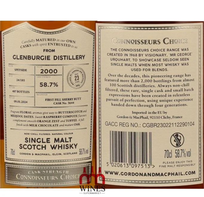 G&M Connoisseur Choice Glenburgie 2000 23YO 58.7% 1st Fill Sherry Butt 