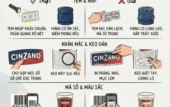 Cách phân biệt rượu Cinzano thật và giả chuẩn xác nhất