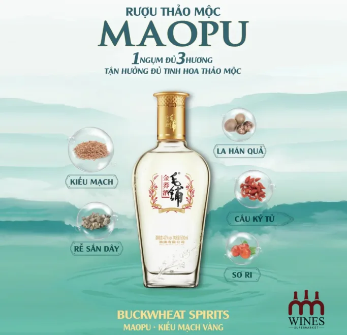 Rượu MAOPU Kều Mạch Vàng 500ml x 6 Chai