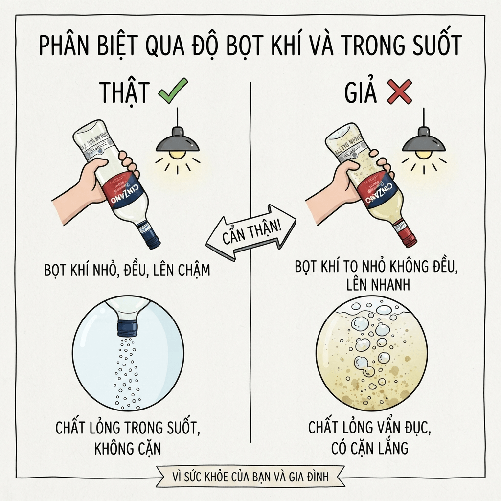 rượu Cinzano thật giả