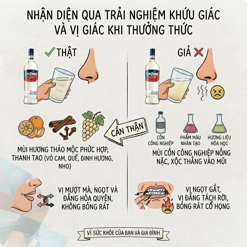 rượu Cinzano thật giả