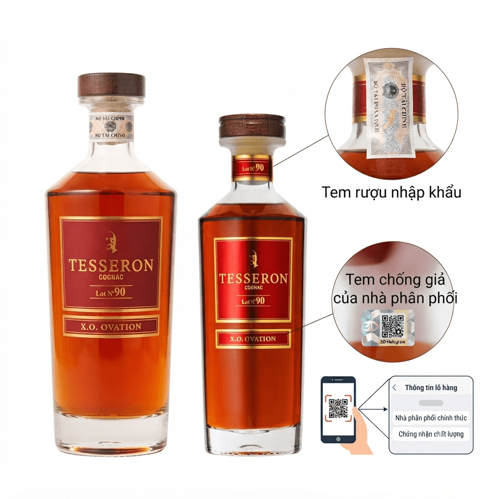 phân biệt Tesseron thật giả, nhận biết rượu Tesseron chính hãng, kiểm tra tem nhãn Cognac