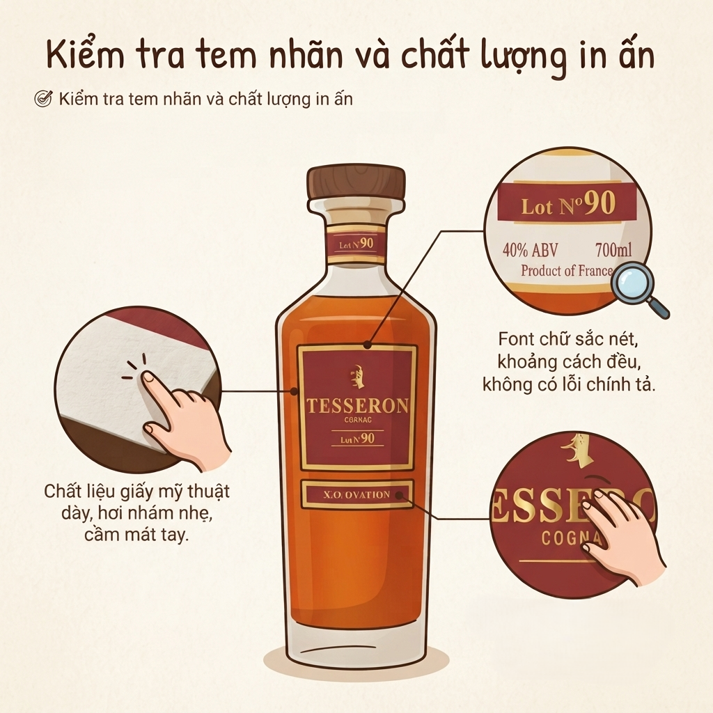 phân biệt Tesseron thật giả, nhận biết rượu Tesseron chính hãng, kiểm tra tem nhãn Cognac
